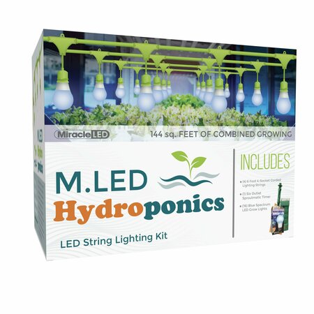 MIRACLE LED Hydroponics 4-Socket LED Blue Spectrum Grow Kit, 4PK 603785